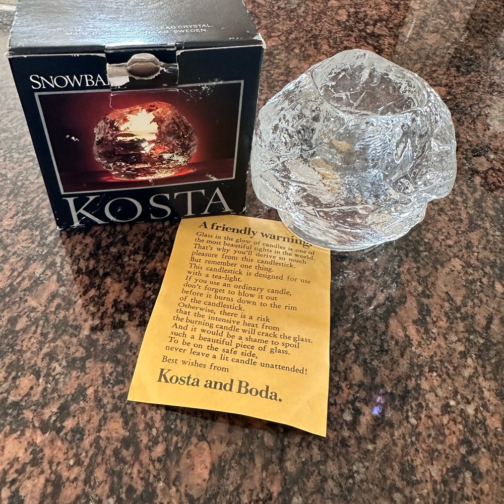 Kosta Boda Snowball Candleholder Vintage NIB